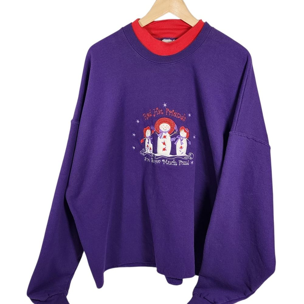 VINTAGE Women's Sweatshirt 3XL  Cutoff Snowman Decorated Originals‎ Christmas